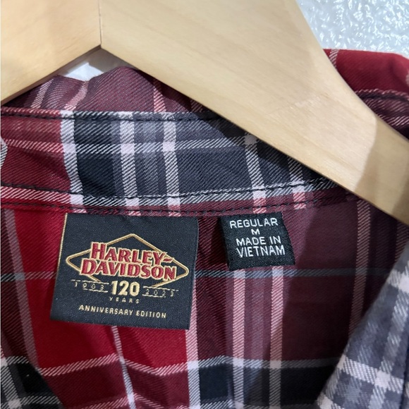 NWOT Men’s Harley Davidson 120th Anniversary Flannel Plaid Shirt - Picture 5 of 7